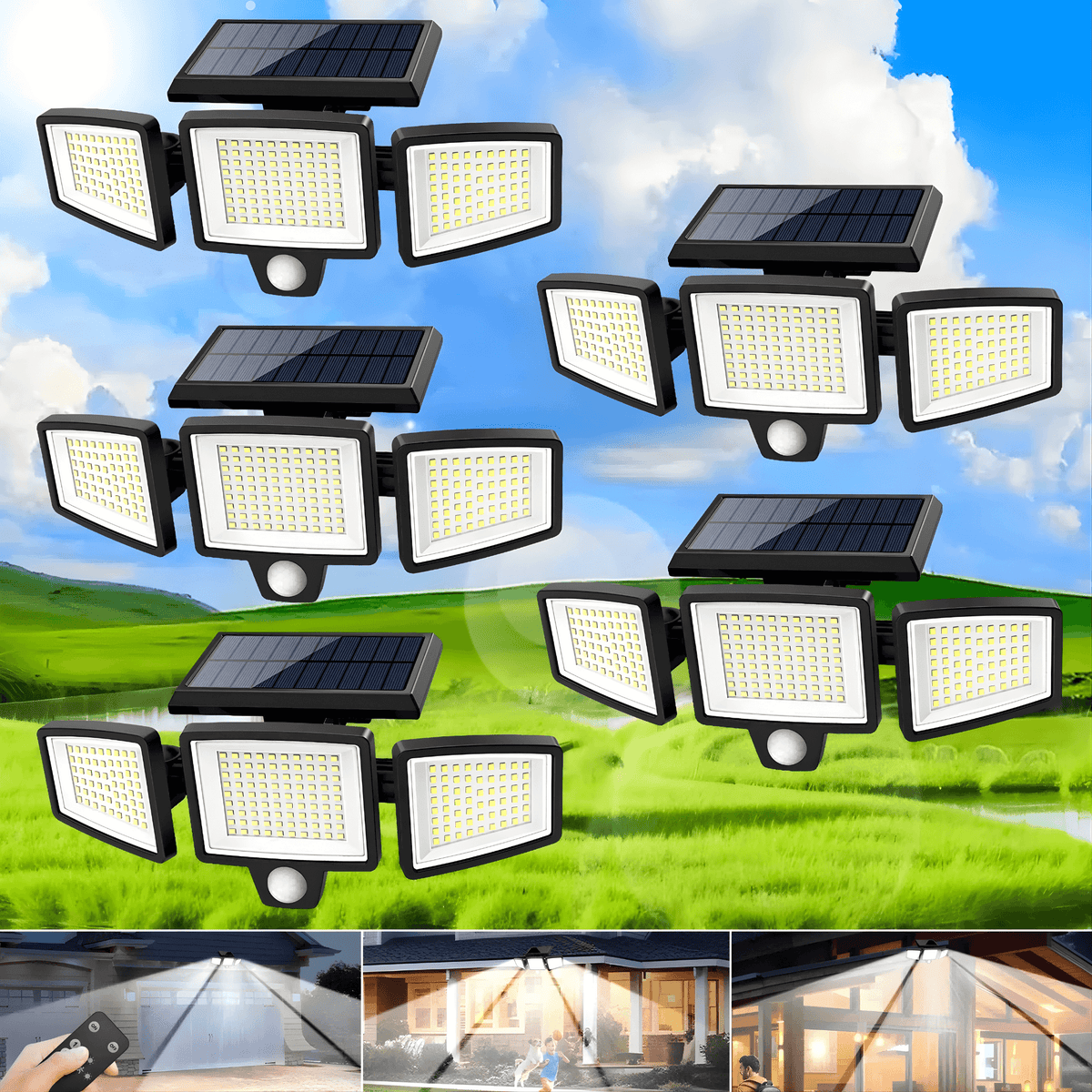 LumaShield 3-Head Solar Motion Security Light