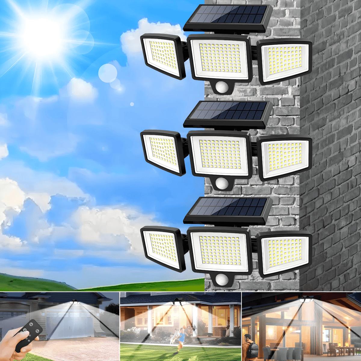 LumaShield 3-Head Solar Motion Security Light