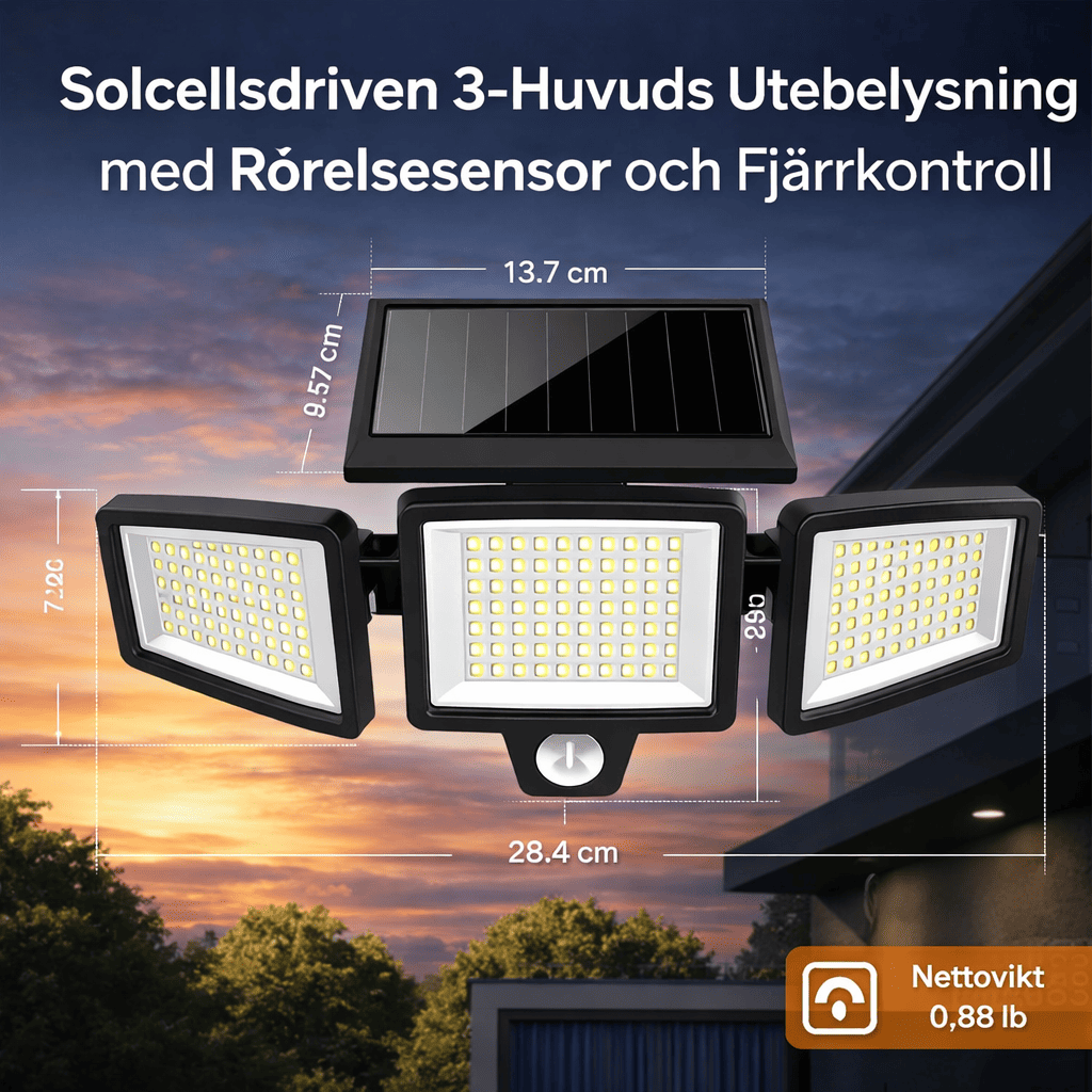 LumaShield 3-Head Solar Motion Security Light